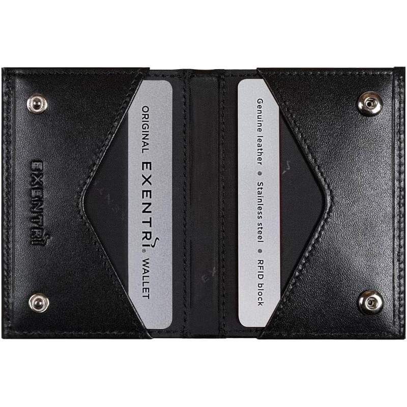 EXENTRI Miniwallet - Black RFID Blocking Slim Leather Wallet with