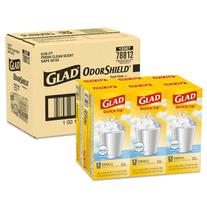 Glad Trash Bags, Small Garbage Bags - OdorShield 4 Gallon