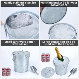 4l Double Insulated Ice Bucket With Lid, Ice Buckets Forparties,Ice Bucket With Scoop,Ice Bucket For Cocktailbar,Home,Outdoor