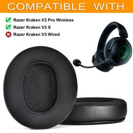 defean Kraken V3 Pro Cooling Gel Ear Pads Replacement Cover Compatible with Razer Kraken V3 Pro, Kraken V3 X Gaming Headset (Not Fit Kraken V3 Wired), High Density Foam with