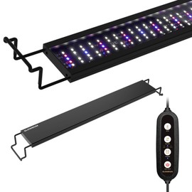 GLOWRIUM Aquarium Light, LED Freshwater Fish Tank Light with Timer, Full Spectrum Planted Aquarium Grow Lights with Daylight/Moonlight Mode, Brightness Adjustable, Auto On/Off (48-58 in)