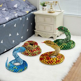 Herfair Large Realistic Snake Cuddly Toy, Giant Stuffed Toy for Children Adults, Plush Toy, Giant Snake Toy, Plush Toy, Gift for Birthday Party, Prank Props (Red, 100 cm)