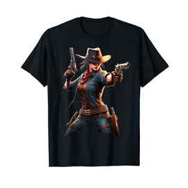Cowgirl Gunslinger Wild West Six Shooter Women Western Item T-Shirt