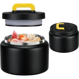 JXXM 8 Oz Thermo Food Jar for Hot & Cold Food for Kids, Insulated Lunch Containers Hot Food Jar,Leak-Proof Vacuum Stainless Steel Wide Mouth Lunch Soup Thermo for School (Black-Pure)