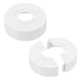 PATIKIL Wall Split Flange 0.8/1/1.3 Inch, 2Pcs 1" Thicken Cuttable ABS Round Escutcheon Plate Cover Buckle for Water Pipe Faucet Decoration, White