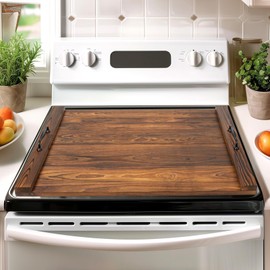 Lynicon Noodle Board Stovetop Cover with Handles, Sink Wood Block Covers for Electric & Gas Stove, RV Stove Burner, Farmhouse Decorative Wooden Tray for Kitchen