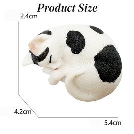 Mini Cat Figurines Sleeping Cat Kitten Animal Sculpture Decoration For Home Office Tabletop Black White