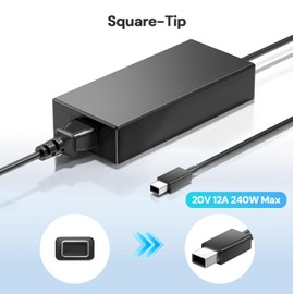 Dongerdi 240W Charger Fit for Asus Rog Zephyrus G16 GU605 GU605C GU605M, Tuf A16 FA608 FA608U FA608W Gaming Laptop (2024-2025), 20V 12A AC Adapter ADP-240EB B Power Supply, Rectangle Tip