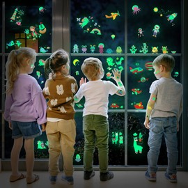 46 Sheet Temporary Tattoo for Kids, CAYUDEN Waterproof Fake Tattoo Set Kids Glow in the Dark Tattoos Sticker Kit Glowing Dinosaur Unicorn Tattoo Stickers Children' Cartoon Tattoo for Boys Girls Party