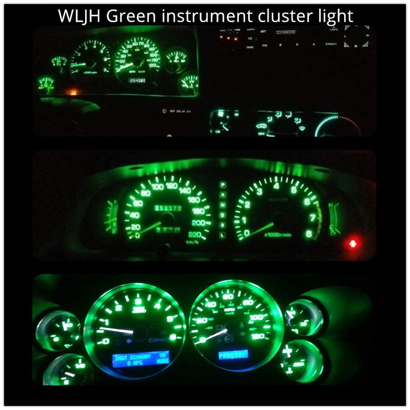 WLJH Bright Green LED Bulb Instrument Panel Cluster Gauge Light