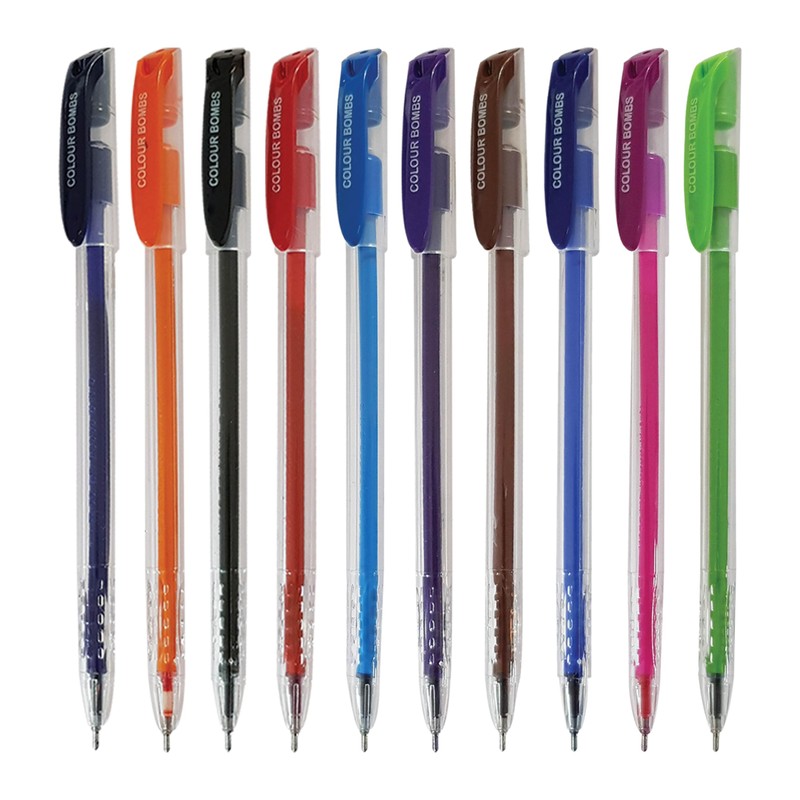 COLBom Gel Pens, MULTICOLOUR, Medium Point (1.0mm), Pack of 10,
