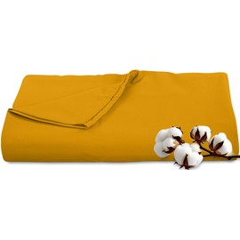 Royale Linens 300 Thread Count 100% Long Staple Combed Cotton Flat Sheet - Super Soft - Top Sheet - Full Flat Sheet Sold Separately - Breathable, Cool & Crisp Percale Flat Sheet Only (Full, Yellow)