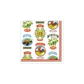 Le Cadeaux Cocktail Napkins (pack of 20) in Acrylic Holder Gift Set, Vintage Olive Allover