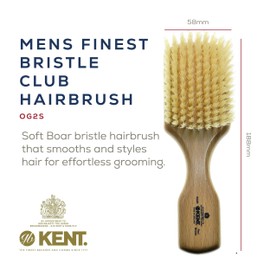 Kent OG2S Beechwood Natural Boar Bristle Brush - Hair, Facial, and Beard Grooming Tool for Exfoliation, Straightening, and Skin Care