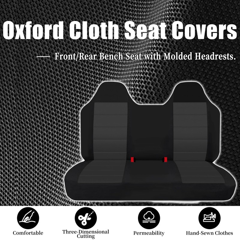 EDIETH Front Bench Seat Covers with Molded Headrests for Ford