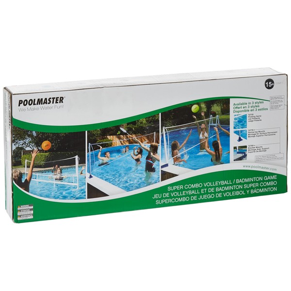 Poolmaster Super Combo Water Volleyball and Badminton Swimming Pool Game, Blue/White/Blue, One Size
