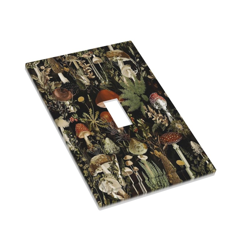 Rougui Decorative Switch Plate Covers Rustic Red Mushroom Plant Green