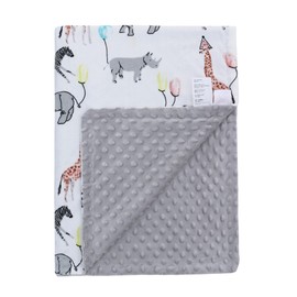 LAT Baby Blanket, Children's Blanket with Minky, Cuddly Blanket, Baby Cotton Crawling Blanket, Pram Blanket, Unisex Baby Blanket for Newborns, Children, Baby Blanket for Spring, Summer, 100 x 75 cm