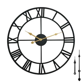 Seesure 30 in Oversized Wall Clocks for Living Room Decor - Modern Metal Wall Clocks Extra Large Battery Operated - Black Farmhouse Europen Roman Numeral Wall Clock for Kitchen, Living Room, Bedroom