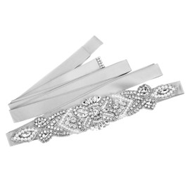 Mandala Crafts Silver Wedding Belt for Bride Dress - Wedding Dress Belt Pearl Bridal Belts for Wedding Dress - Rhinestone Sash Silver Rhinestone Belts for Formal Dresses