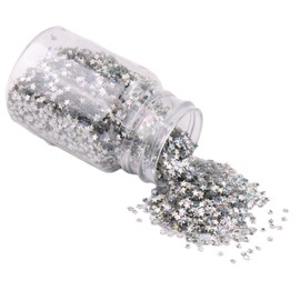 1 Bottle Laser Star Sequins 3mm Glitter Star Sequins for DIY Crafts Nail Art, Silver