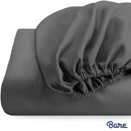 Bare Home Fitted Bottom Sheet - Premium 1800 Ultra-Soft Wrinkle Resistant Microfiber, Hypoallergenic, Extra Deep Pocket (Full - 21" Pocket, Grey)