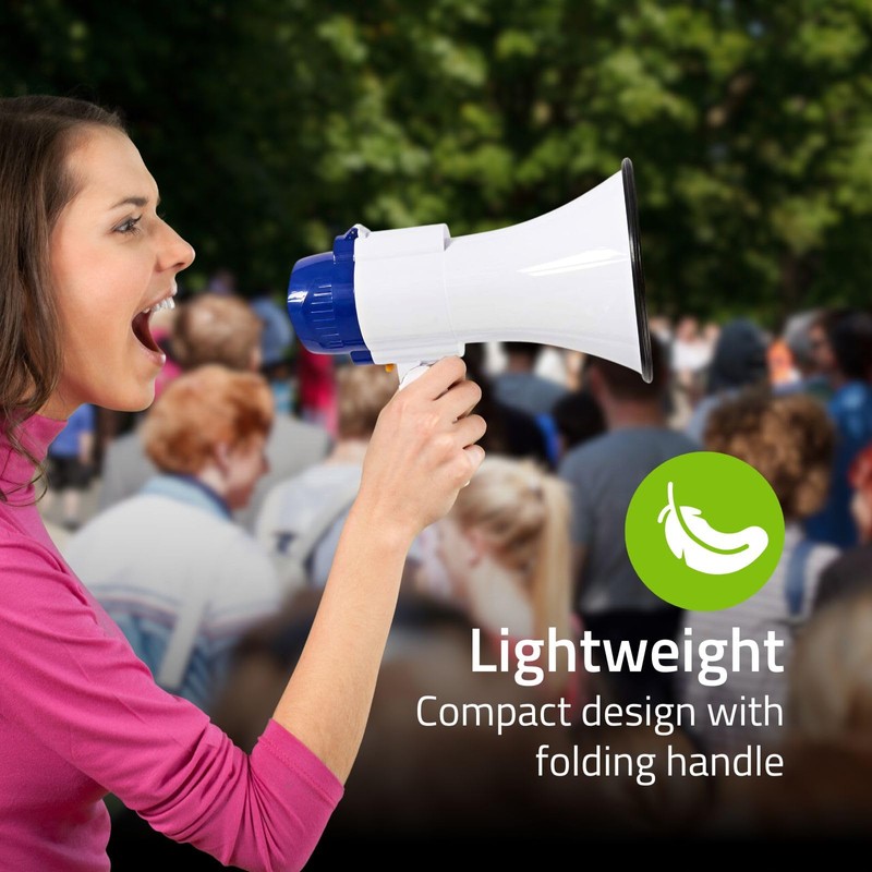 NEDIS 10W Megaphone, 250m Range with Built-in Microphone, Siren, Adjustable