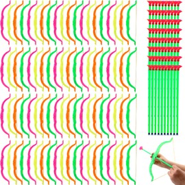 Restroma 80 Pack Plastic Bow and Arrow Set Mini Bow Arrow Toy Archery Shooter Game for Kids Boys Girls Indoor Outdoor Play, 4 Random Colors