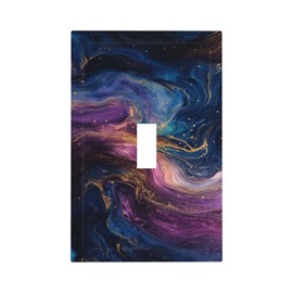 LuHuoLu Decorative Switch Covers Plate Abstract Purple Blue Gold Marble Texture 1 Gang Wall Plate Single Toggle Wall Cover Plate Jumbo Electrical Light Switch Plate Faceplate for Bathroom Decor