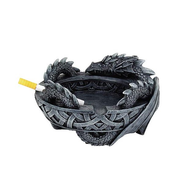 Pacific Giftware Ancient Celtic Guardian Dragon Ashtray Statue in Faux Stone Resin