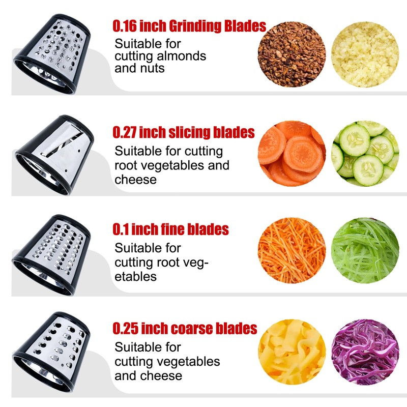 Slicer Shredder Grater Attachment Compatible with KitchenAid Stand Mixer, 4