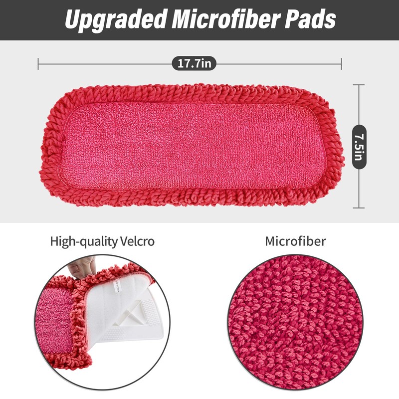 16.5 inch Mop Refills, 3 Pack Microfiber Reusable Replacement Mop