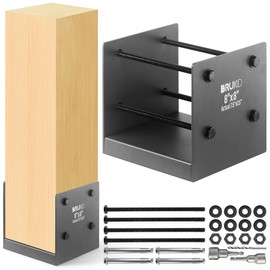 Brukid Stainless Steel 8 x 8 (Actual: 7.5" x 7.5") Deck Post Base, Post Anchor Bracket, Concrete Support Anchor Base for Railings, Fences, Pavilions, Porches (1Pack - Dark Gray)