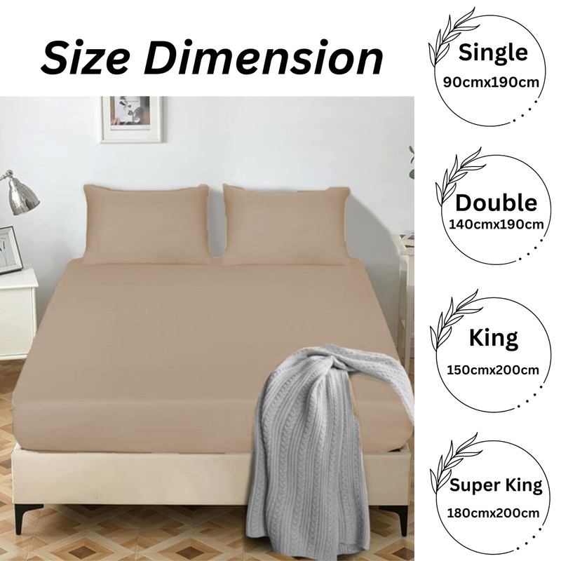 APEX FURNISHINGS Double Fitted Sheet, Beige, 100% Egyptian Cotton deep