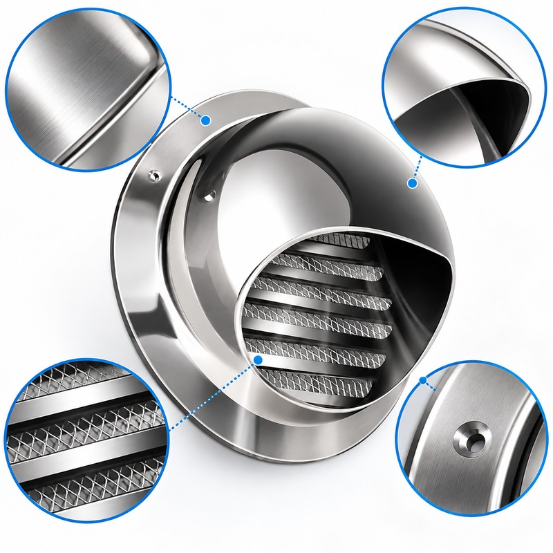 Stainless Steel Round Air Vent Grille – Wall & Ceiling