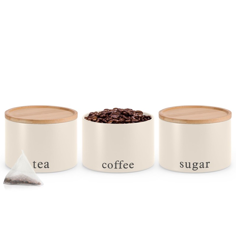 EHC Tea, Coffee, Sugar, Canister Set, Set of 3 Stackable