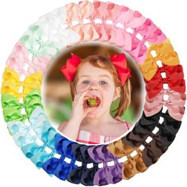 JOYOYO 40Pcs 4.5" Hair Bows Alligator Clips, Grosgrain Ribbon Girls Bows Clips Barrettes Hair Accessories for Baby Girls Toddlers Kids Teens (4.5inch,20 Colors in Pairs)