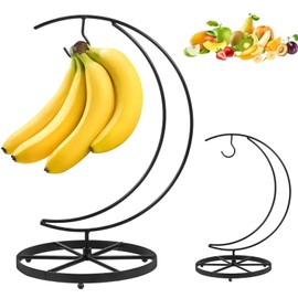 Foribyw Banana Holder Stand, Stable Banana Hanger Hook with Wider Base, Rust-Proof Metal Banana Tree Hanger, Multifunctional Kitchen Gadget for Fruit Micro Landscape Decorations Key Cookware(Moon)