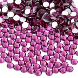 NCB 1500pcs Flatback Round Glass Nail Art Rhinestones Crystal for DIY Making Accessories Shoes, Clothes, Face Art, Bags, Manicure (Fuchsia, SS20 1500pcs)