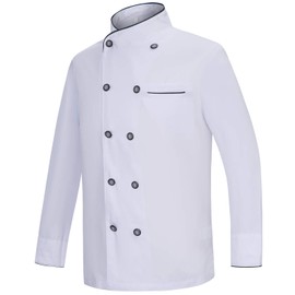 MISEMIYA - Unisex men's chef's jacket, long sleeves, ref.842B, White