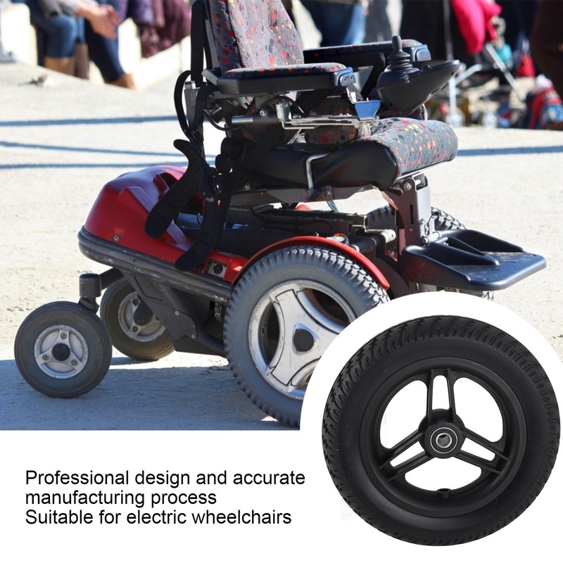 Wheelchair Caster Wheels Electric No Inflation Polyurethane 6001 Bearing Hole