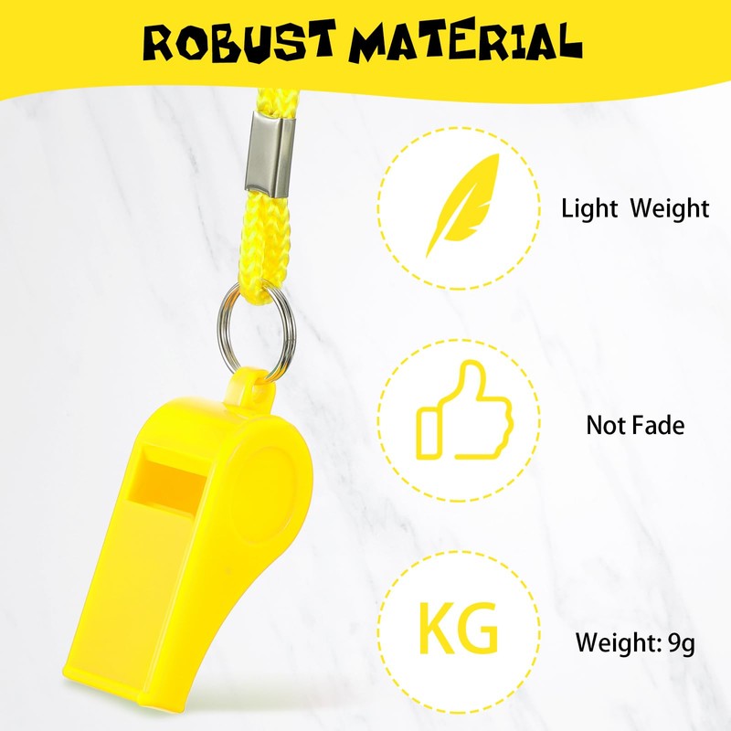 Honoson 100 Pcs Whistle for Adults with Lanyard Plastic Safety