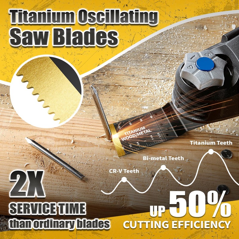 Hiinny 60PCS Oscillating Tool Blades, Professional Universal Titanium Oscillating Saw