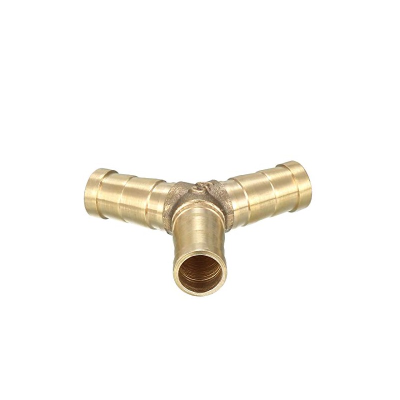 sourcing map 10mm Brass Barb Hose Fitting Tee Y-Shaped 3