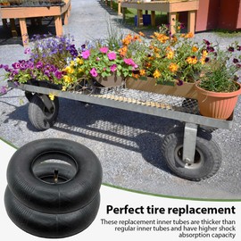 Aoreun Inner Tube for Wheelbarrow, Sack Truck, 2 Pieces Tyre Inner Tube Valve Straight Lawn Tractor Replacement Hose for Wheelbarrow, Tractors, Mowers, Dollies (4.10/3.50-4)