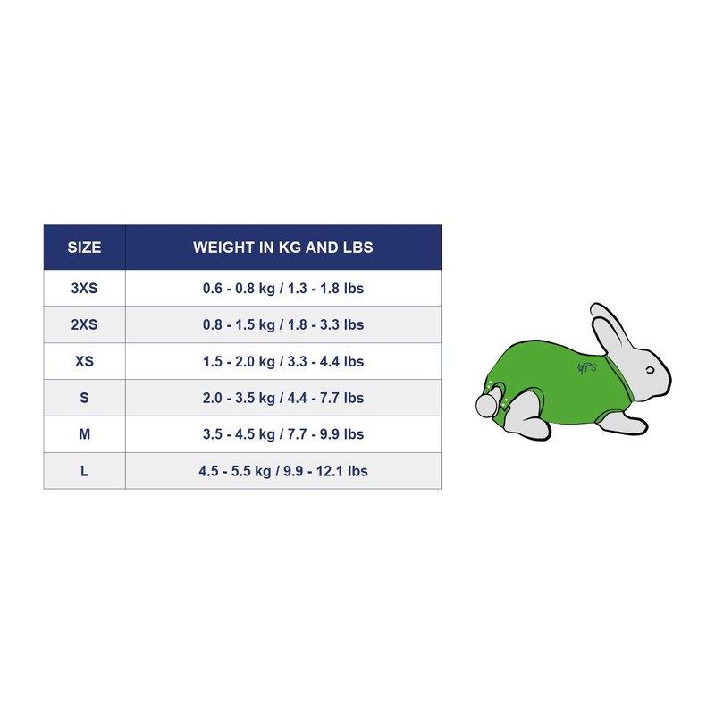 MPS Medical Pet Shirt Rabbit, Surgery Recovery Suit, Green, XXX-Small