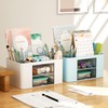 Marbrasse Pen Organizer with 2 Drawer, Multi-Functional Pencil Holder for