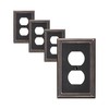 TREEWELL 4-Pack Duplex Outlet Cover Plate, Aged Bronze Metal Wall