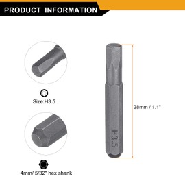 sourcing map 5pcs H3.5 Hex Screwdriver Bit 5/32" Hex Shank 28mm Length S2 Steel Magnetic Hexagon Head Screw Driver Bits for Precision Repair