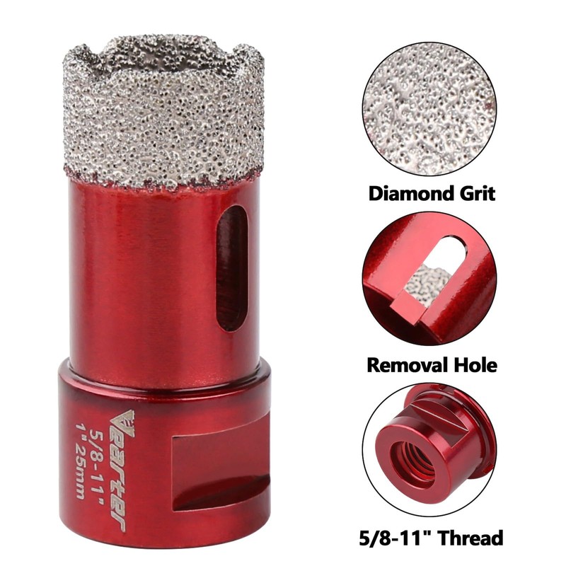 Vearter 10PCS/Set Vacuum Brazed Diamond Masonry Hole Saw Kit, 1/4''-